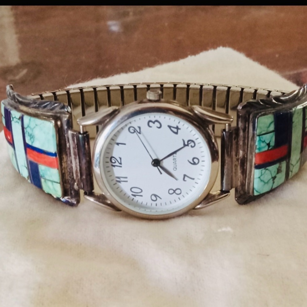 Turquoise encrusted watch
